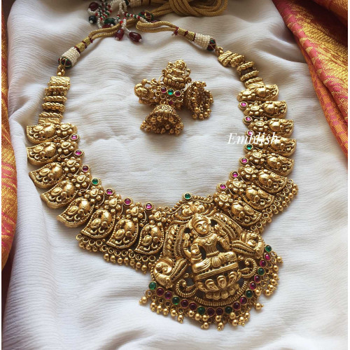 Lakshmi mango gold alike neckpiece- gold beads - short