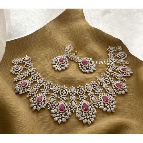 Grand AD Flower Chandelier Neckpiece - Pink