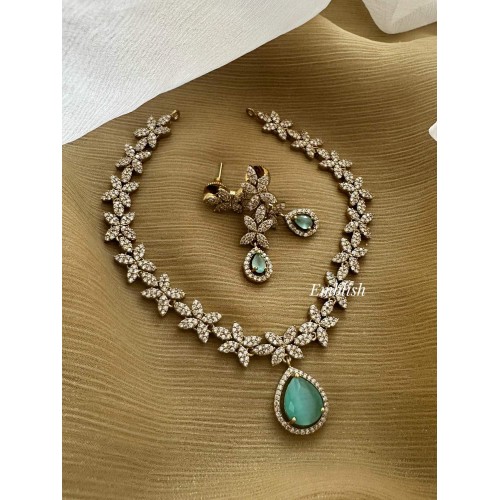 AD Leaf Tear Drop Neckpiece - Pastel Blue