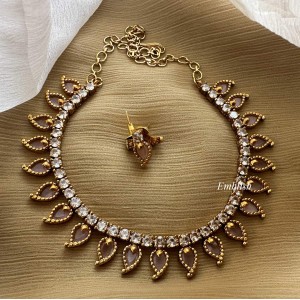 AD Mango Traditional Neckpiece - Pastel Pink