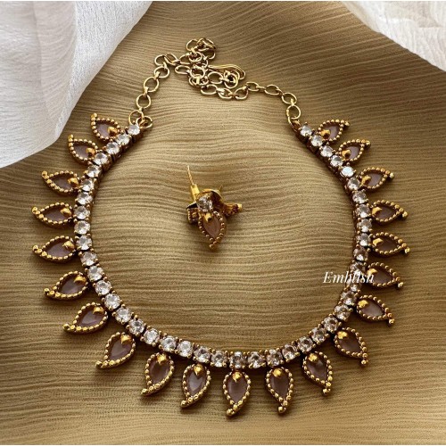AD Mango Traditional Neckpiece - Pastel Pink