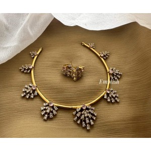 Elegant AD Flower Antique Short Neckpiece - Pastel Pink
