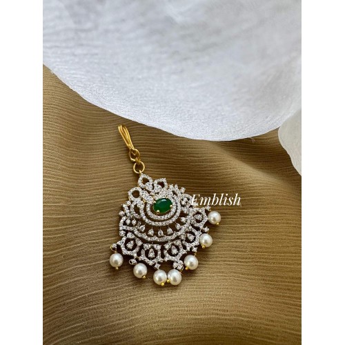 AD Flower Pearl Drop Tikka - Green