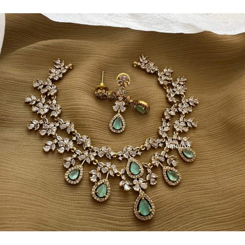 AD Flower Tear Drop Layer Neckpiece - Pastel Blue