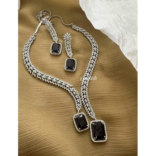 Royal AD Stones Classy Neckpiece - Purple
