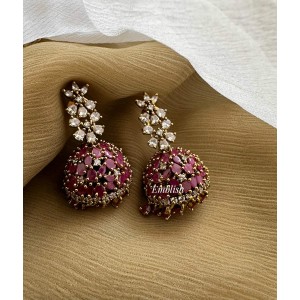 AD Flower Jhumkha - Red AD Flower Jhumkha - Red