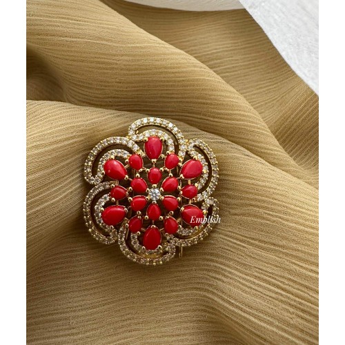 AD Beautiful Flower Coral Hair Choti