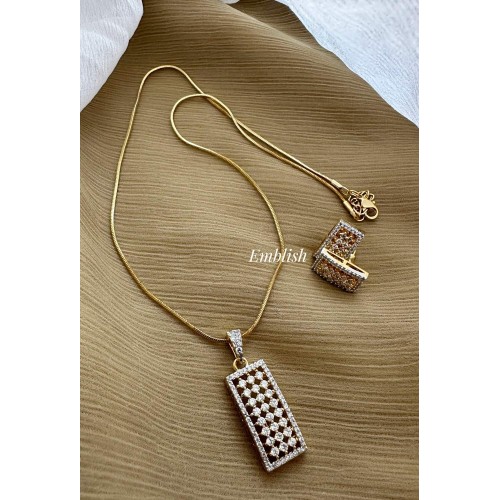 Simple Elegant AD Stones Unique Pendant Set