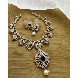 Royal AD flexible Thilak Drop Neckpiece - Blue Royal AD flexible Thilak Drop Neckpiece - Blue