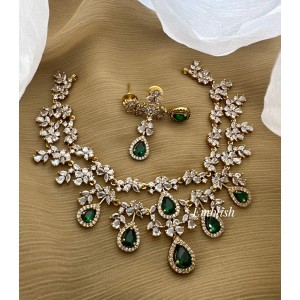 AD Flower Tear Drop Double layer Neckpiece - Green