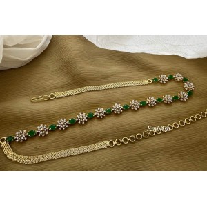 AD Stones Flower Oval Hipchain - Green