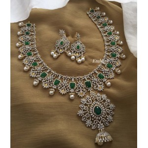 Royal Flower Intricate AD Neckpiece - Green.