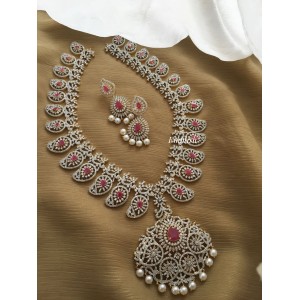 Royal AD Paisley Flower long Neckpiece - Pink