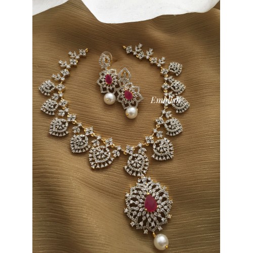 AD flexible Thilak Drop Neckpiece - Pink