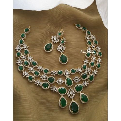 Ad Flower Triple Layer Neckpiece - Green