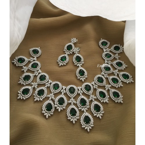 Royal Ad Stones Chandelier Neckpiece - Green