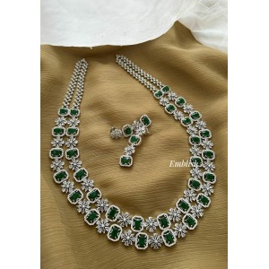 AD Flower square Double Layer Neckpiece - Green