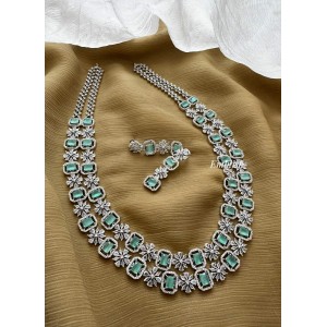 AD Flower Square Double Layer Neckpiece - Pastel Blue