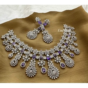 Royal AD flower Chandelier Layer Neckpiece - Purple