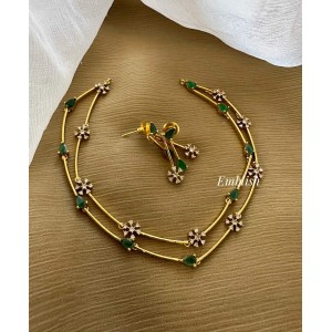 AD Flower Thilak Double Layer Neckpiece - Green AD Flower Thilak Double Layer Neckpiece - Green