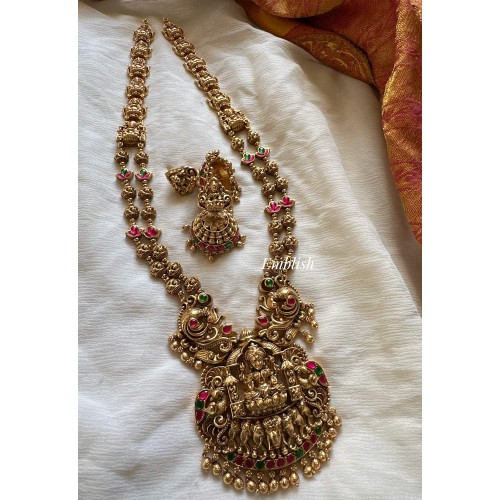 Kundan jadu Gold replica Lakshmi haram - Gold beads 