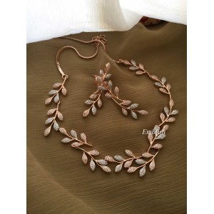 AD Stone Up and Down Leaf Neckpiece