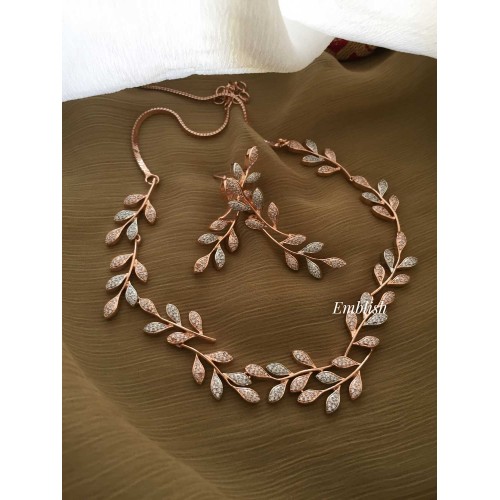 AD Stone Up and Down Leaf Neckpiece