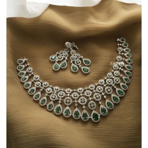 AD Stone Chandelier Short Neckpiece - Green