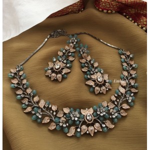 Royal Leaf Ad Dual Tone Neckpiece - Pastel Blue