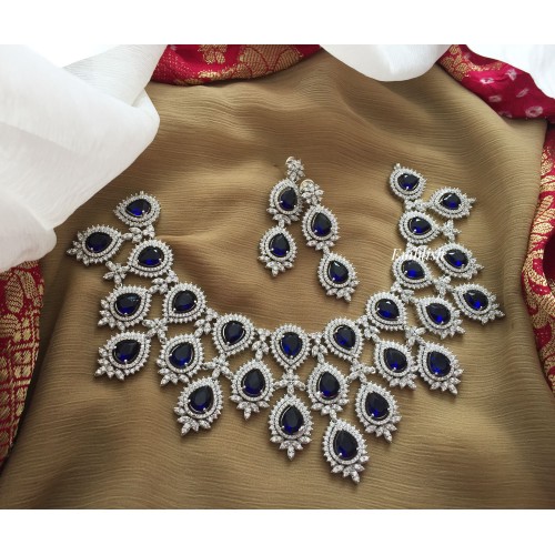 Royal Ad Stones Chandelier Neckpiece - Blue