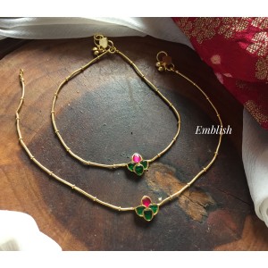 Kundan Jadau Flower Anklets - 4