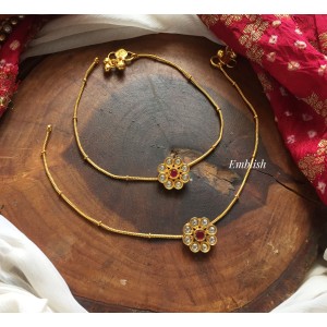 Kundan Jadau Flower Anklets - 3