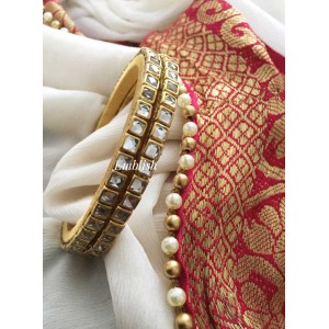 Silk Thread Kundan White Stone Bangle - White