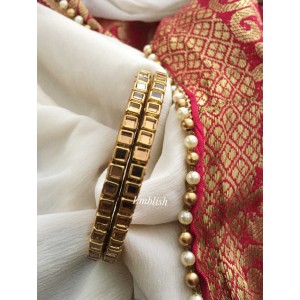 Silk Thread Kundan Stone Bangle - Brown