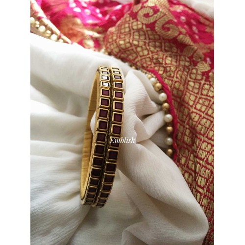 Silk Thread Kundan Stone Bangle - Maroon