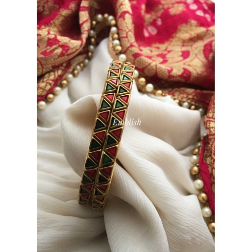 Silk Thread Red with Green Double colour Bangle