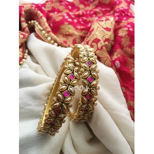 Silk Thread Golden Pearl with pink Kada Bangle