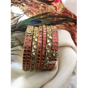 Onion pink Silk bangle combo set  