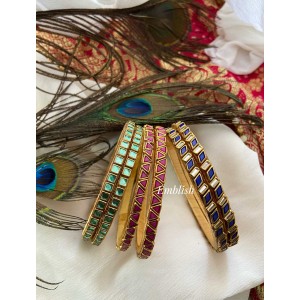 Silk Thread Square zigzag Triangle Kundan combo set Bangles