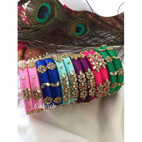 Silk Thread Colourful Bridal Bangles set 1