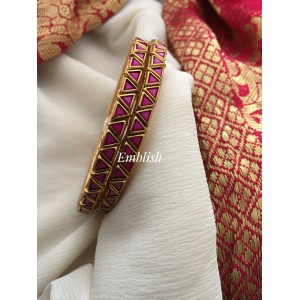 Silk Thread Triangle kundan Bangles - Pink