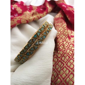 Silk Thread Triangle kundan Bangles - Blue