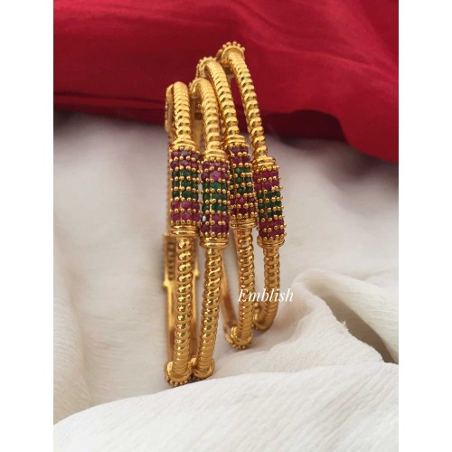 Ruby Emerald motif vintage style set bangle