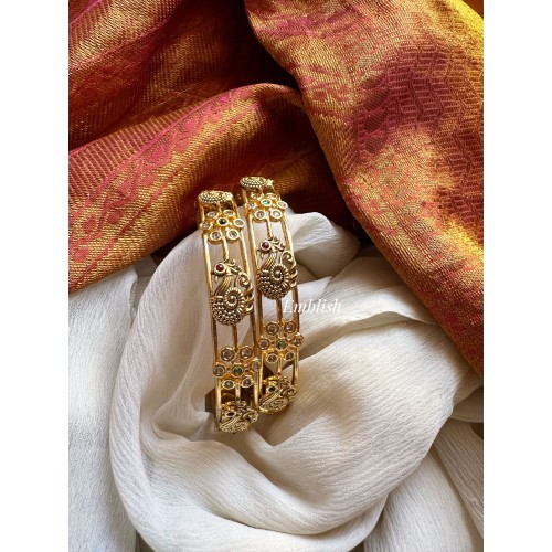 Gold Replica Flower Peacock Bangle