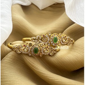 AD Flower Peacock Bangle - Green