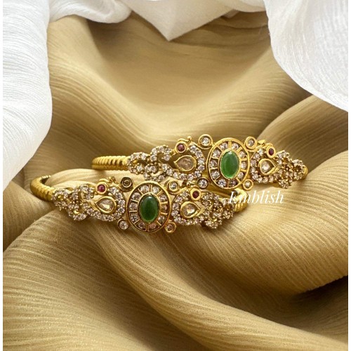 AD Flower Peacock Bangle - Green