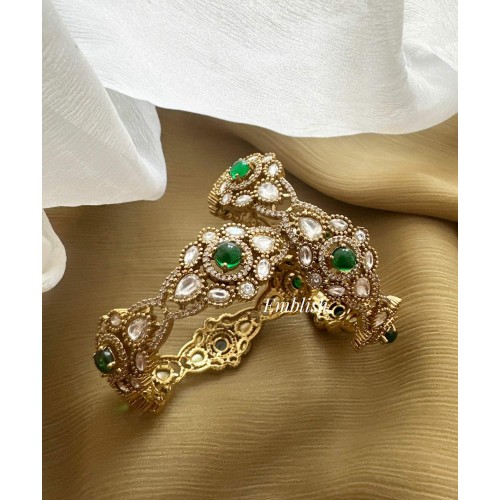 Royal Victorian Flower Kada Bangle - Green