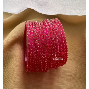 Pink Heart Shape Glass Bangles