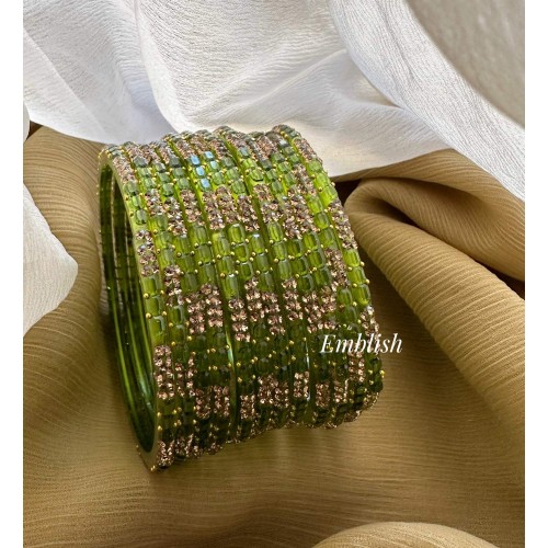 Olive Green Glass Bangles