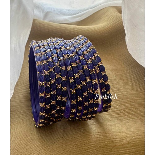 Violet Leaf Shape Glass Bangles